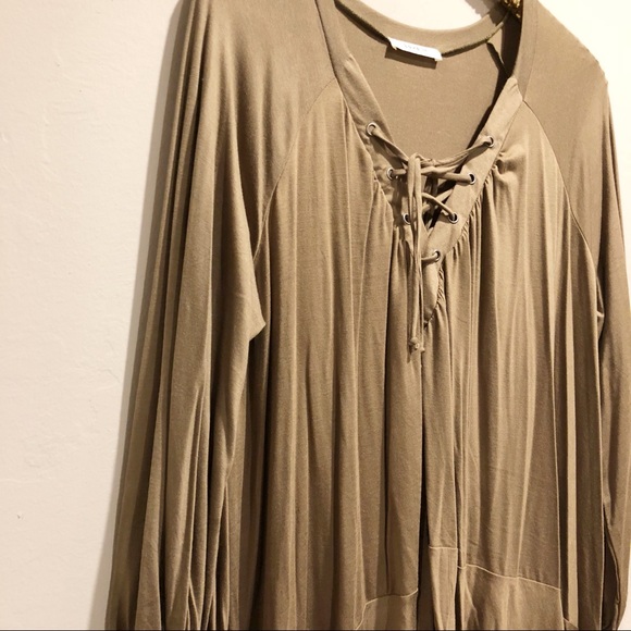 LAST 2: Olive Green Lace-up Front Tunic - Picture 4 of 5